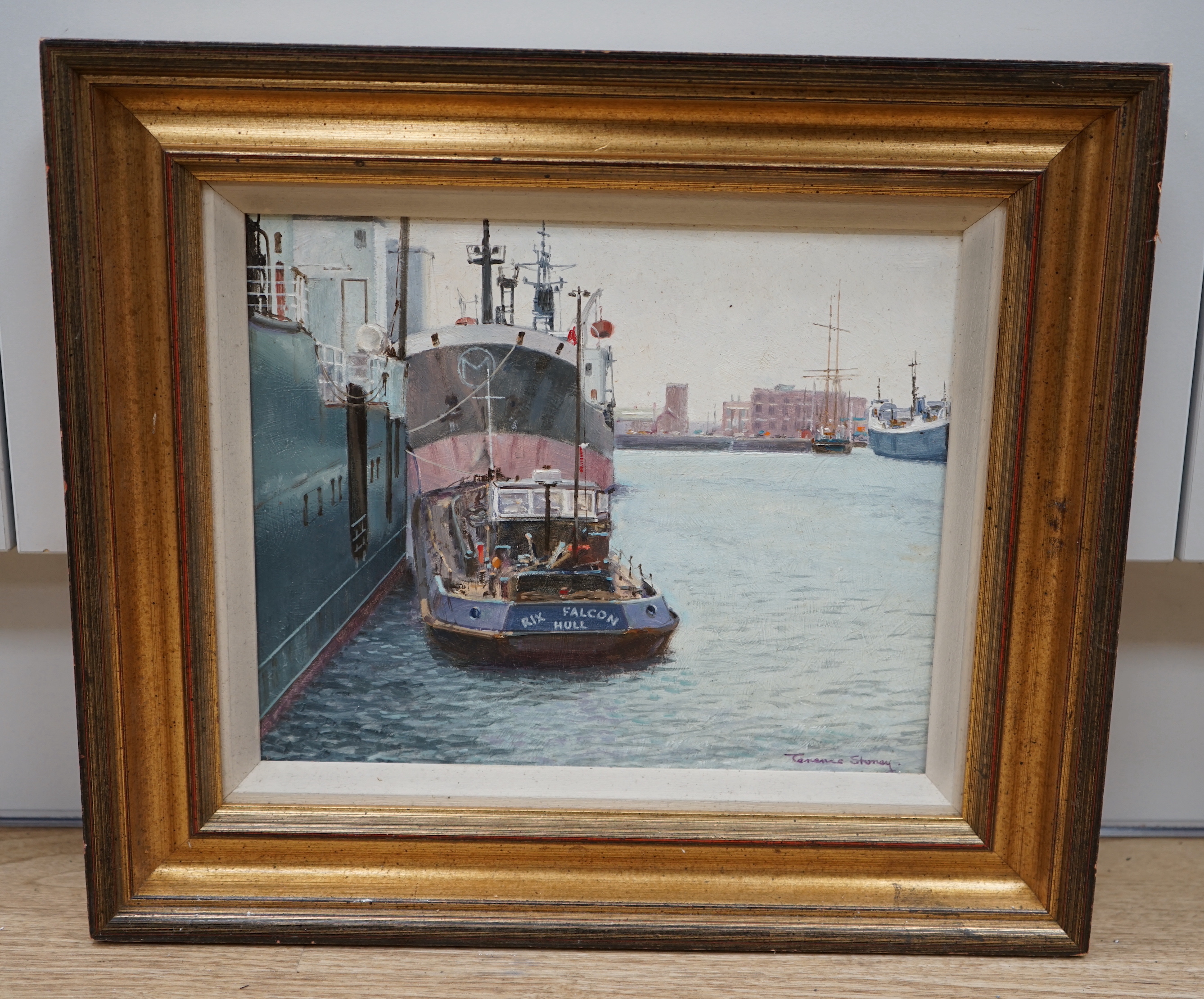 Terence Storey (b.1923-), oil on board, Tug boat in Falmouth harbour, signed, 23 x 29cm